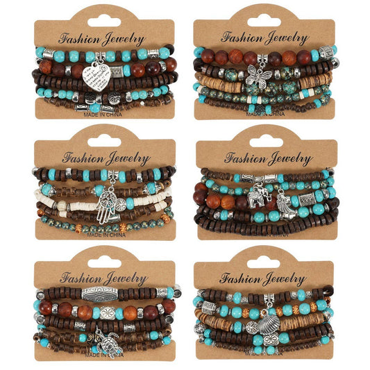 CWAJE05706_ELEPHANT HEART WOOD STRETCH BRACELET