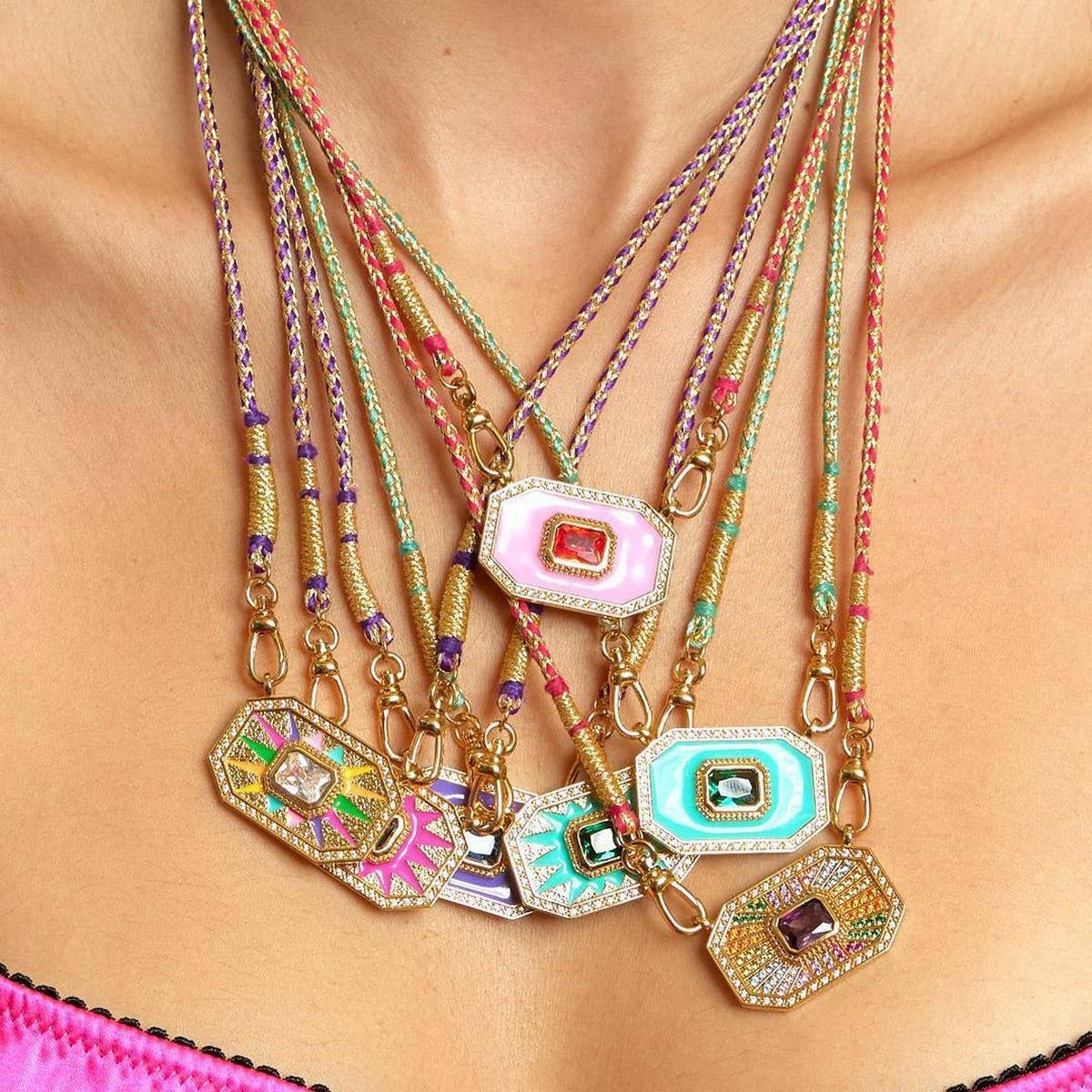 Tarot Card Pendant Necklace ? Enamel & Rhinestone