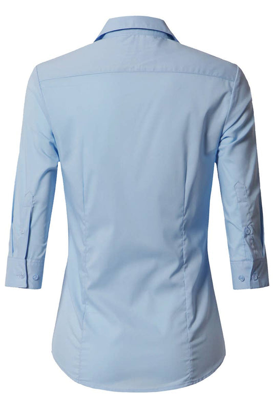 CWTSTS116_Basic Slim Fit Simple 3/4 Sleeve Button Down Shirt