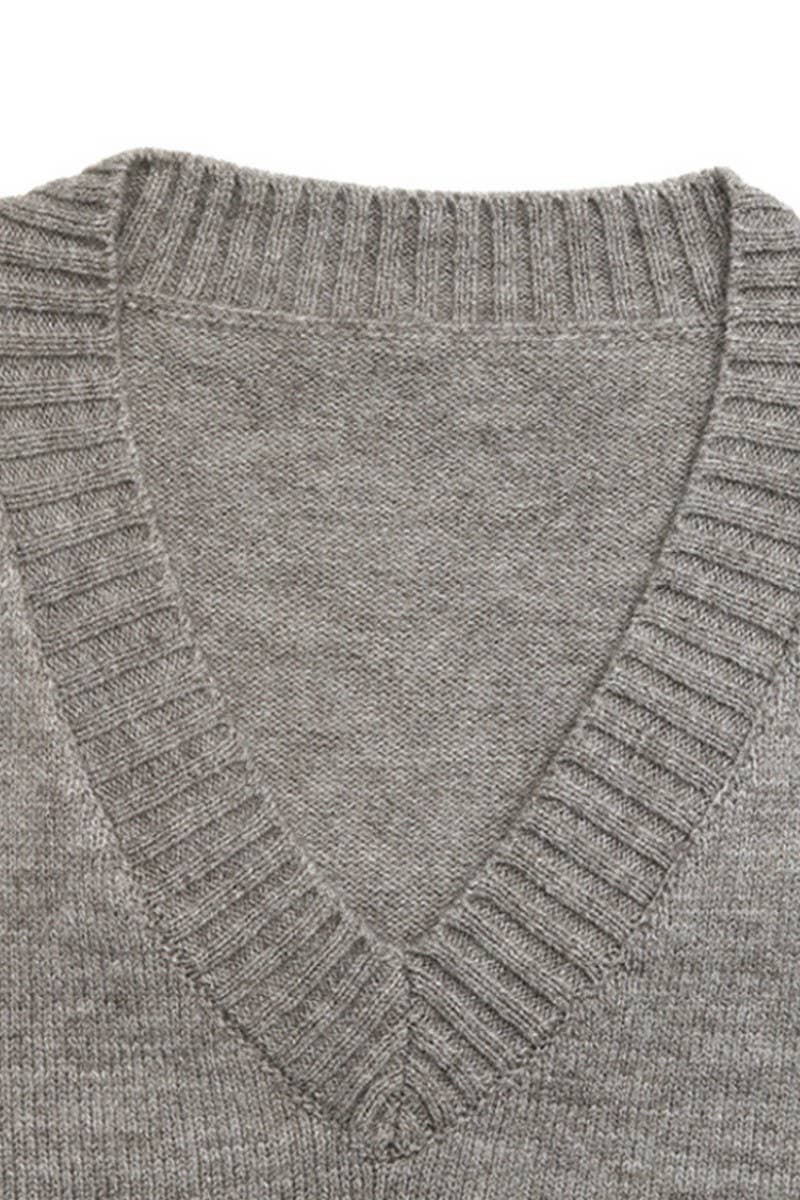 CWSTB2095_SOLID KNIT SLEEVELESS VEST TWO PIECE SET