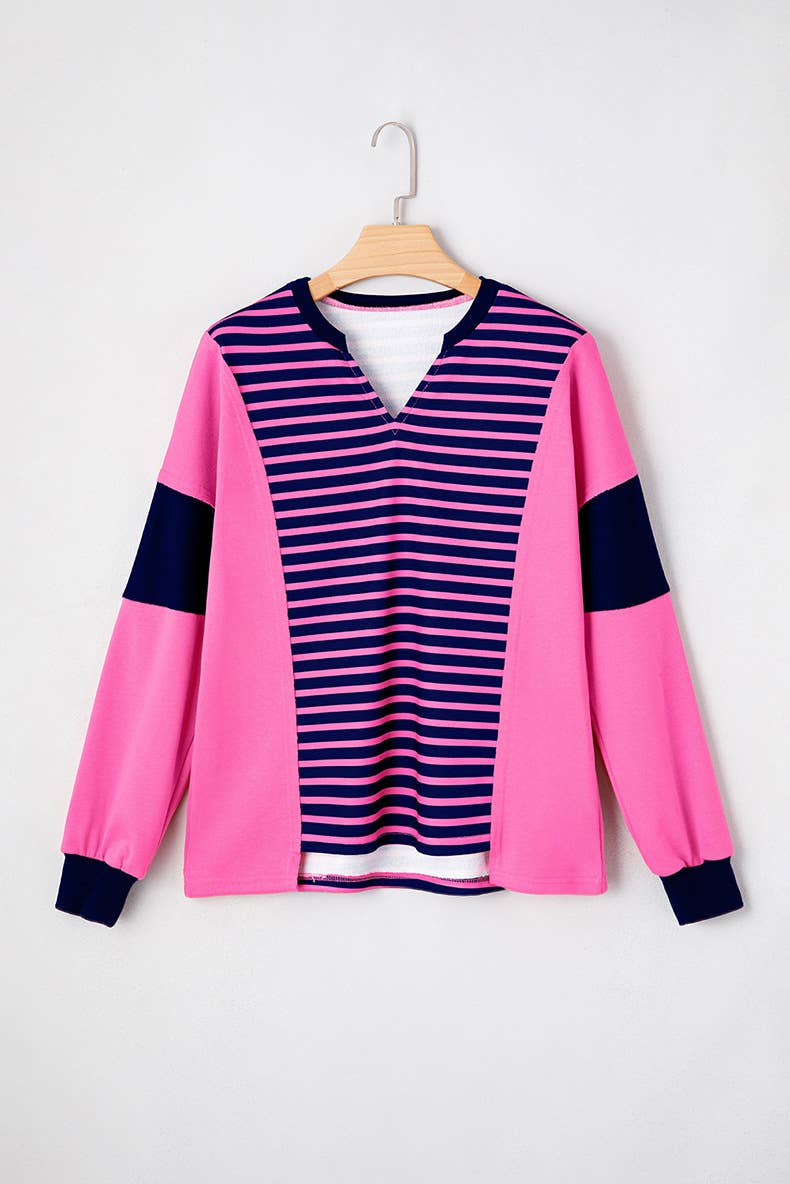 Fashionable striped printed knitted sweater