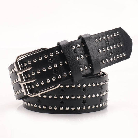 Riveted five-star punk hot girl jeans women belt