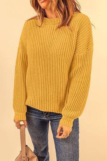 CREW-NECK FLARED CUFF JUMPER LOOSE SWEATER