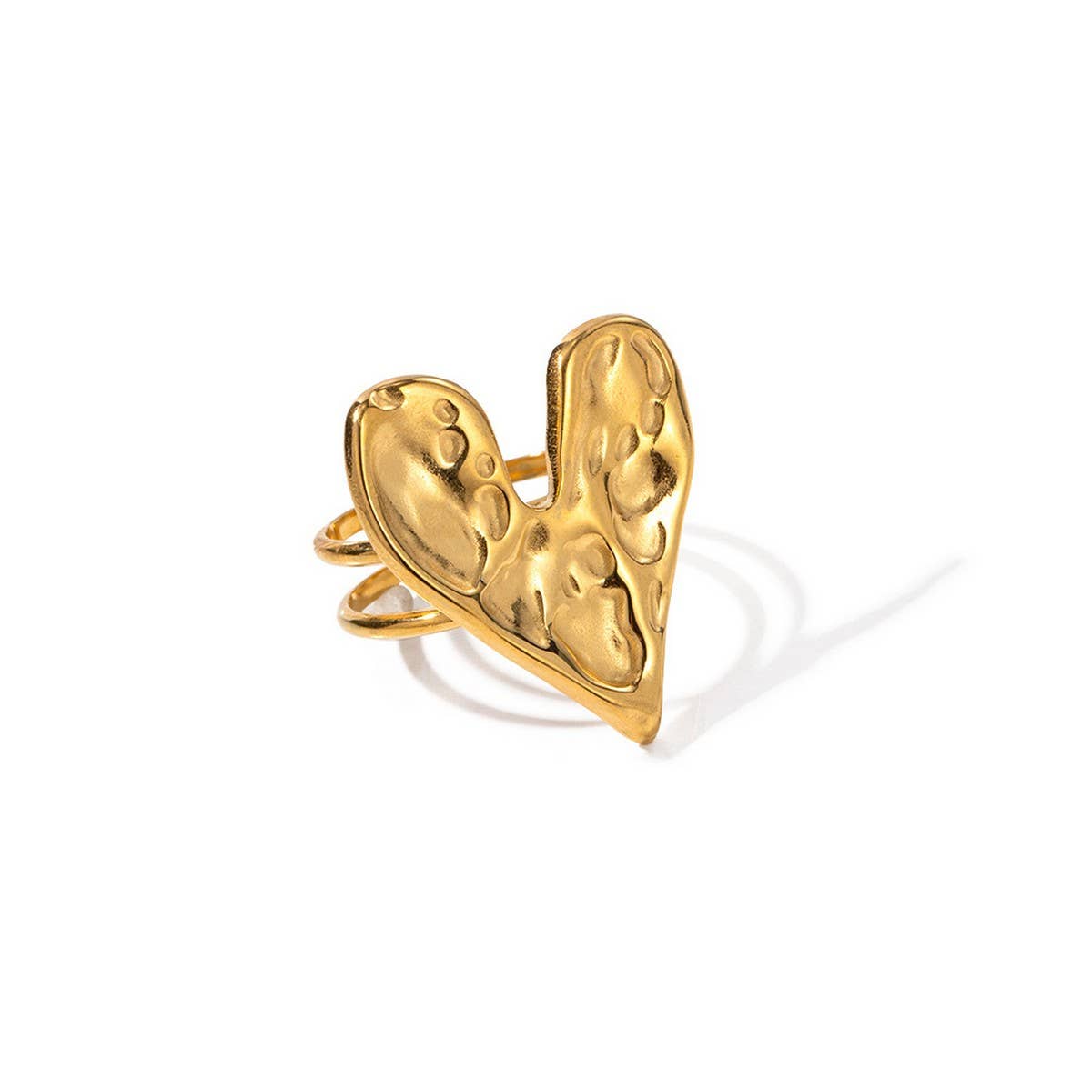 STAINLESS STEEL HAMMER PATTERN LOVE RING_CWAJE1237