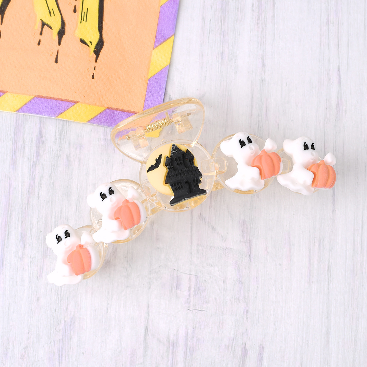 Halloween Pumpkin & Witch Hat Hair Claw_CWAHA1464