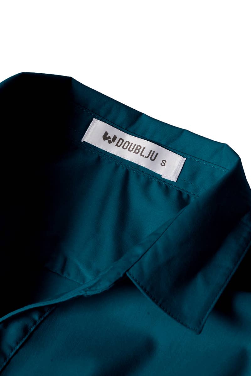 CWTSTS116_Basic Slim Fit Simple 3/4 Sleeve Button Down Shirt