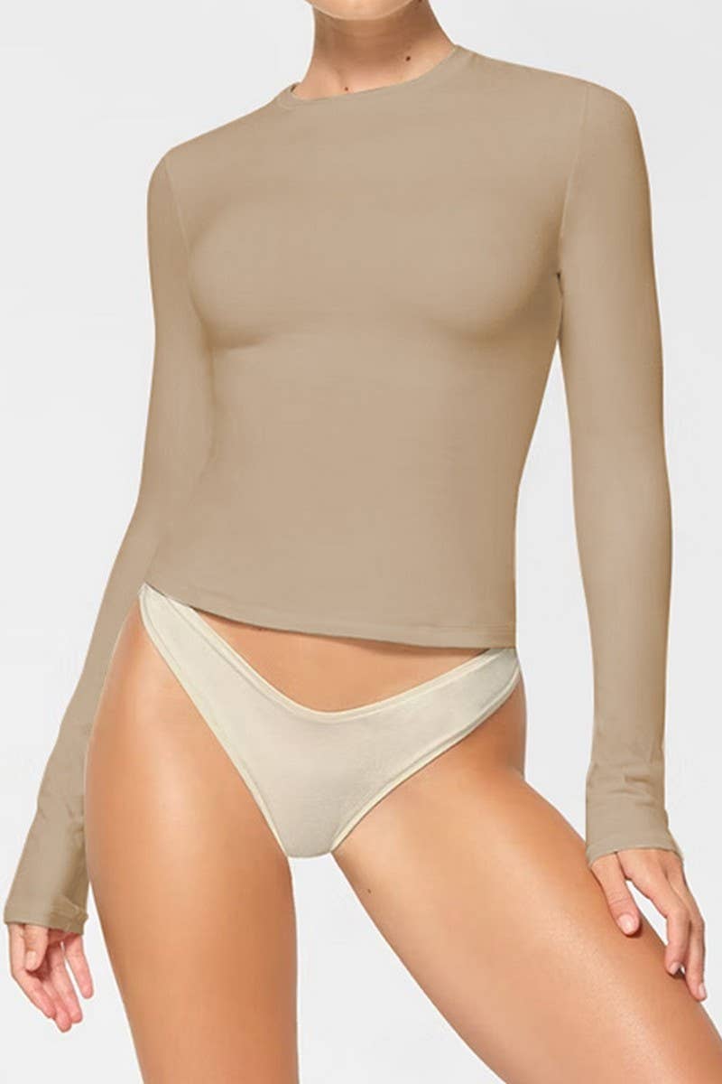 CWTBLL3792_SOLID LONG SLEEVE CREW NECK SLIM FIT TOP