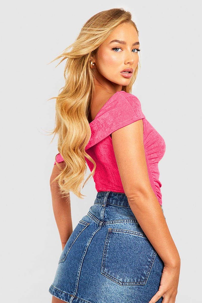 CWTBLSL0734_SUMMER SOLID COLOR SEXY OFF-SHOULDER BODYSUIT