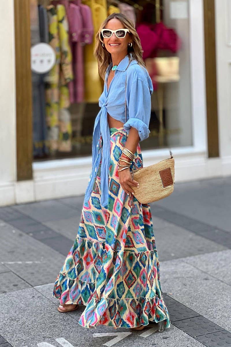 CWBLS0616_SUMMER BOHEMIAN PRINT SWING SKIRT