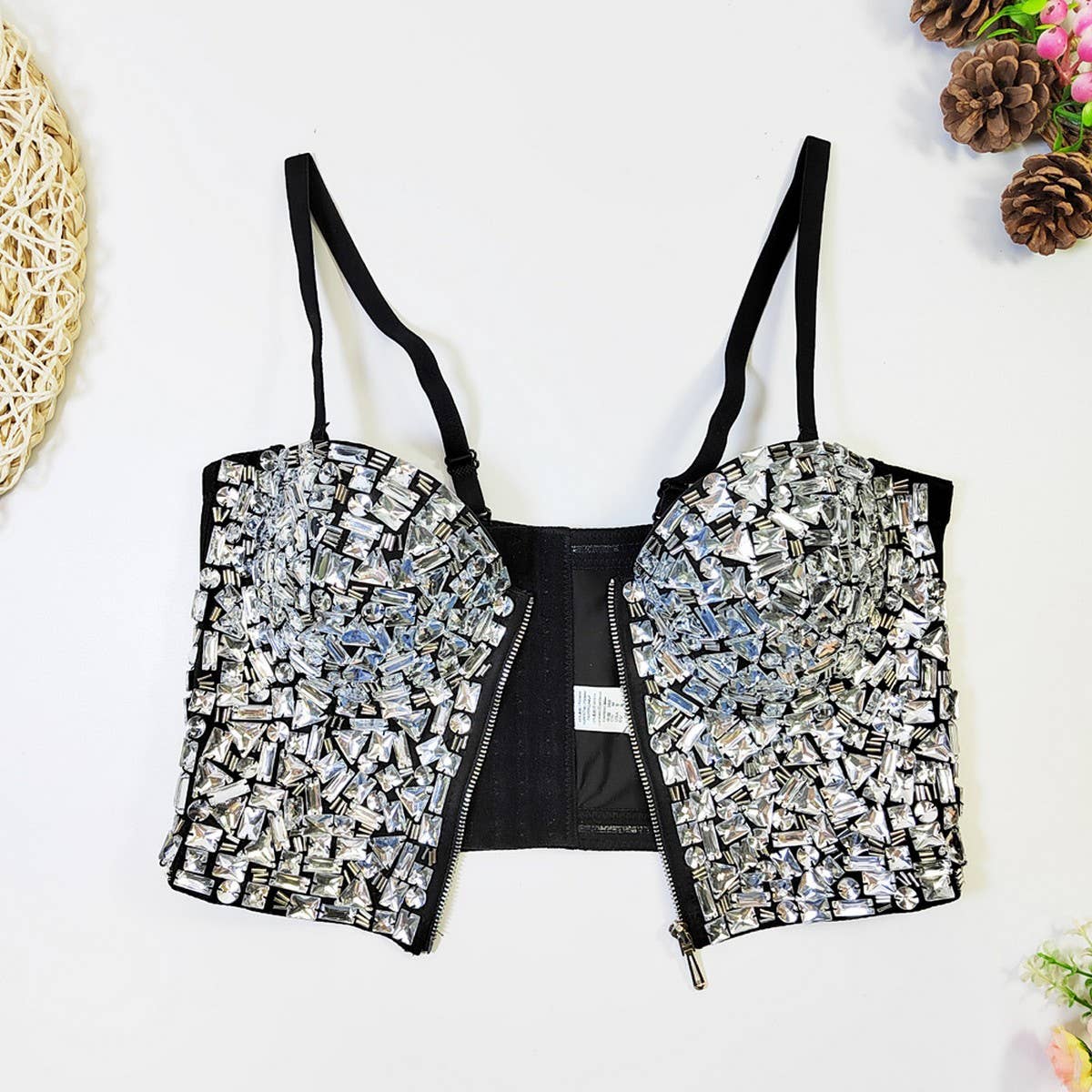 FASHIONABLE BEADED RHINESTONE FISHBONE CORSET_CWMM4167