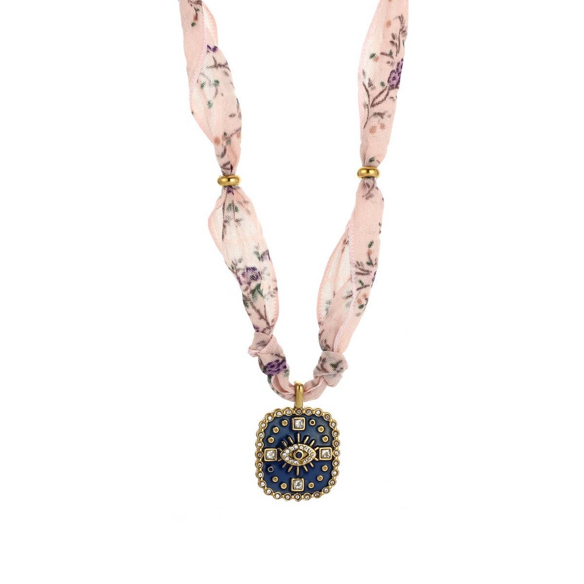Original Silk Scarf Necklace with Colorful Charm_CWMM8815
