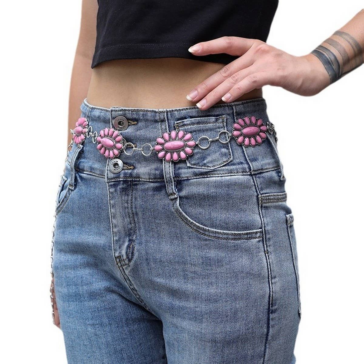RETRO FLORAL DESIGN WAIST CHAIN_CWABE0622