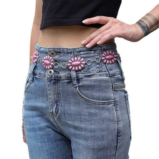 RETRO FLORAL DESIGN WAIST CHAIN_CWABE0622