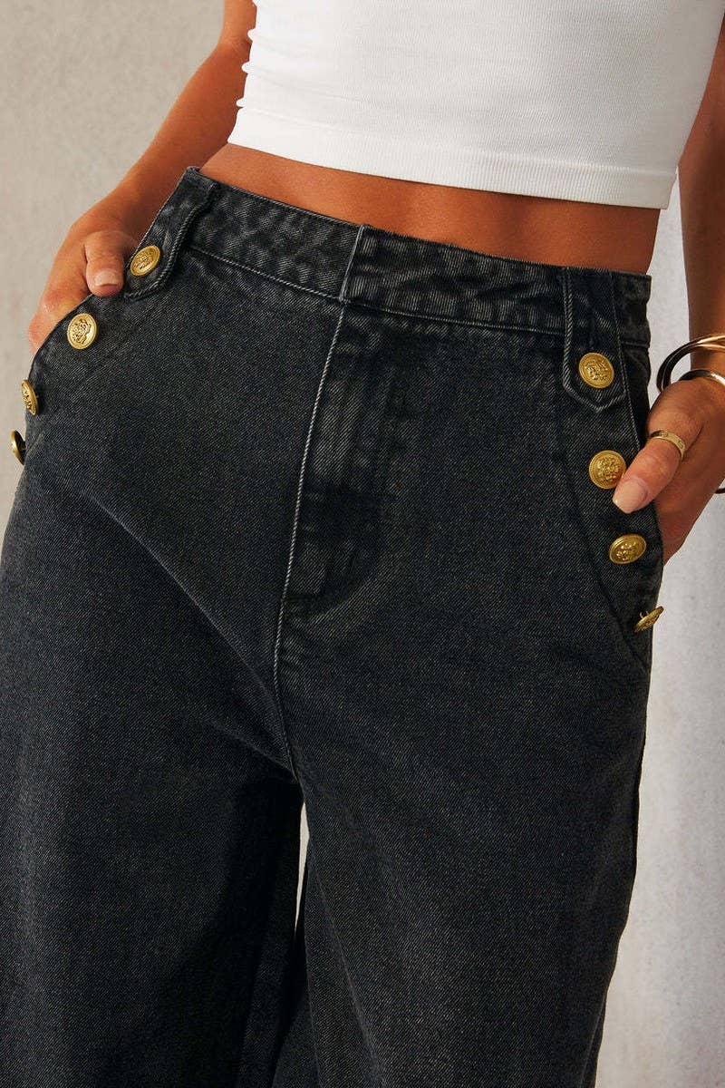 CWJP0589_SOLID LOOSE FIT FASHION WIDE LEG JEANS