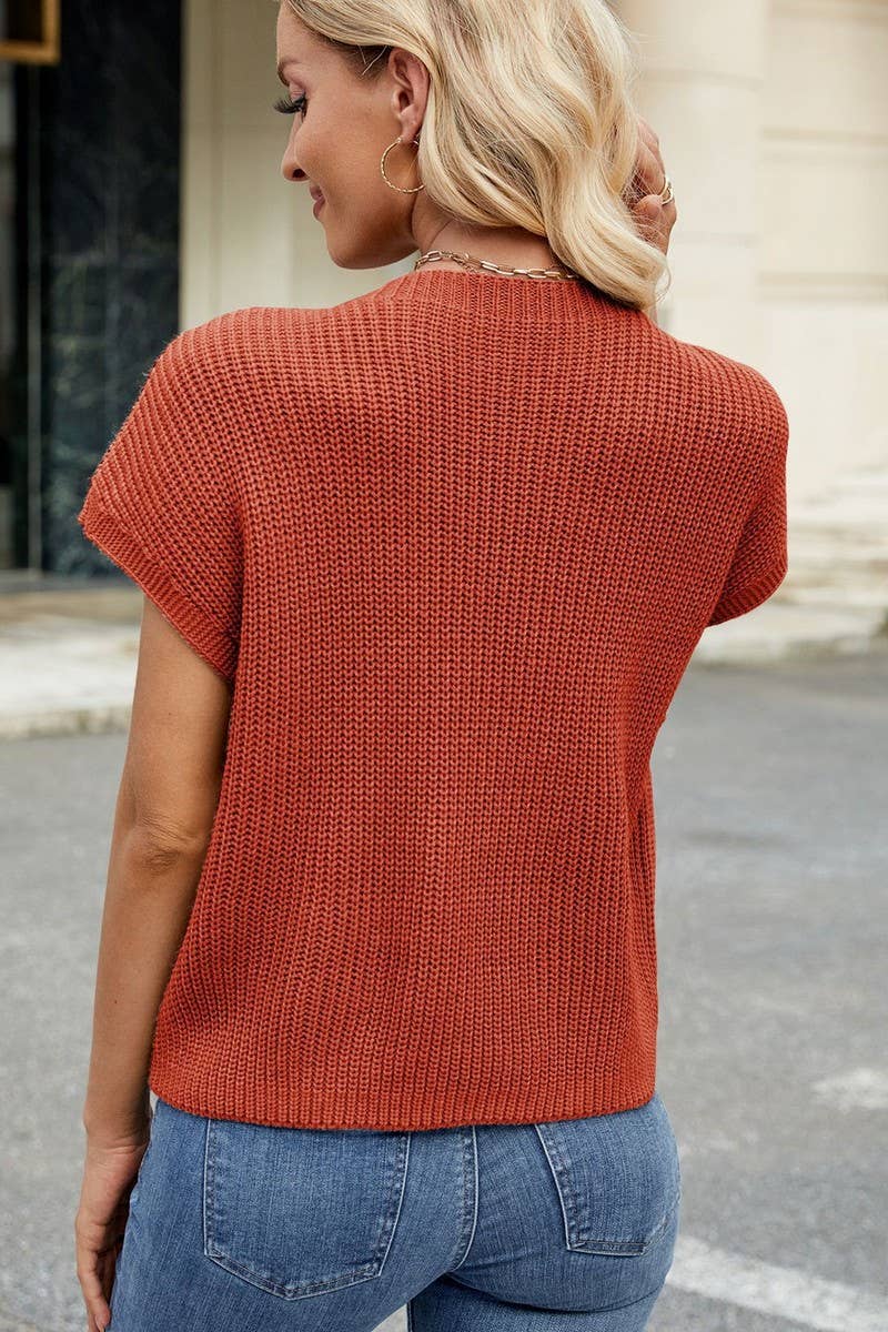 CWTBLS02494_SOLID CASUAL CROPPED KNIT VEST TOP