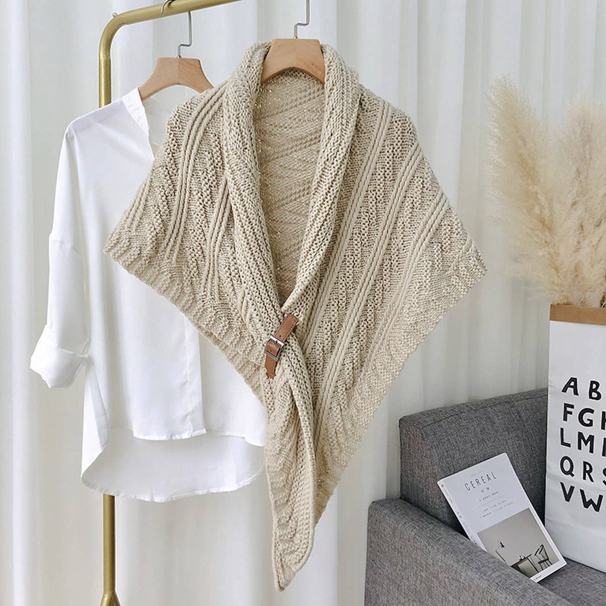 NEW LEATHER BUCKLE SHAWL TRIANGLE CLOAK
