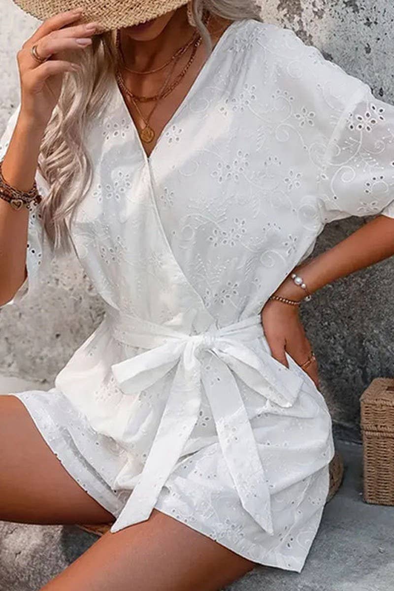 CWSBSS0060_HOLLOW WAIST SOLID COLOR CASUAL JUMPSUIT