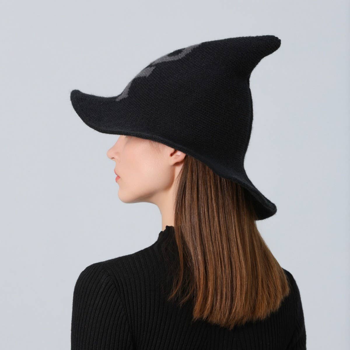 CWAH1681_Halloween Skull Knitted Wizard Hat