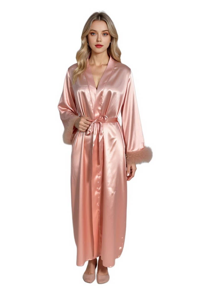 CWSPJ0428_SPLICING MESH LACE LONG SLEEVE NIGHTDRESS