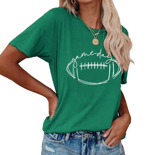 CWTTS0587_WOMEN GAME DAY PRINTING SHORT SLEEVE T SHIRT TOP