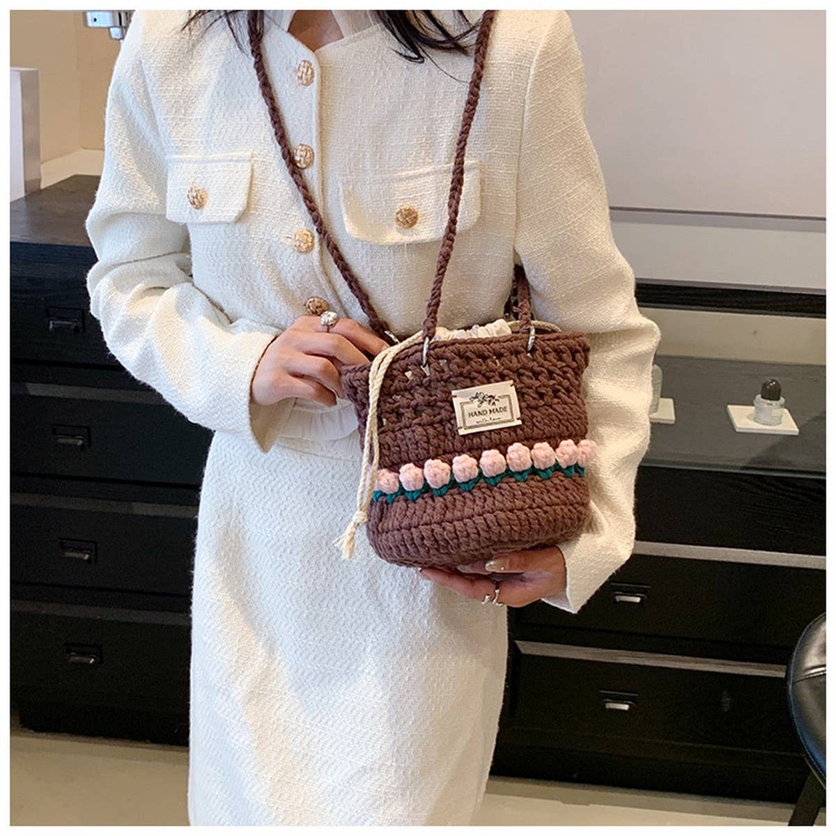 2024 NEW TULIP CONTRAST WOVEN CROSSBODY BAG_CWAB2398