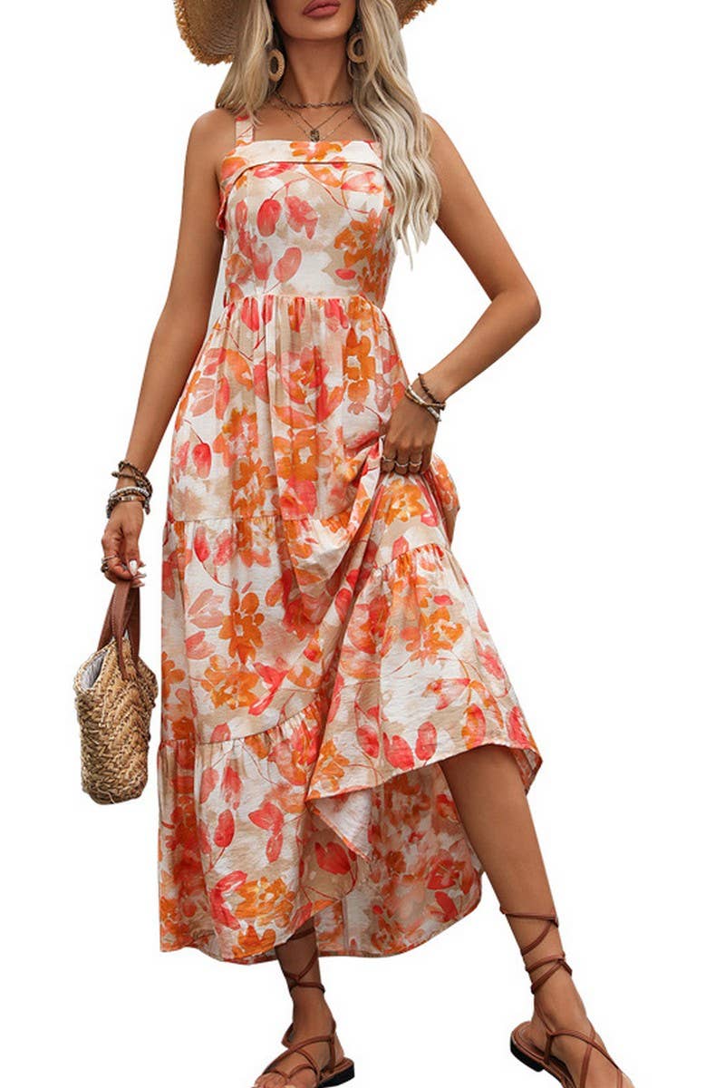 CWDMD2365_V NECK FLORAL PRINT MAXI DRESS