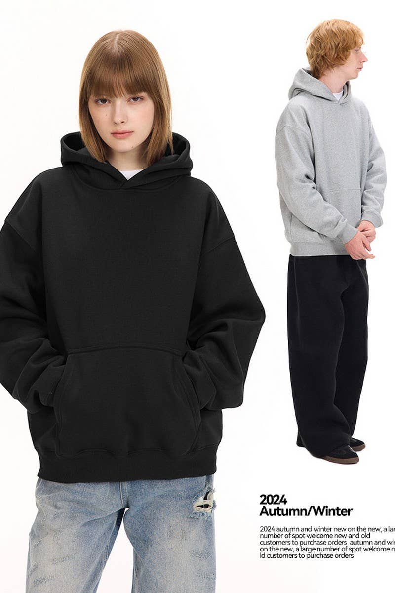 CWOHOL0765_SOLID COLOR THICKENED HOODED SWEATSHIRT