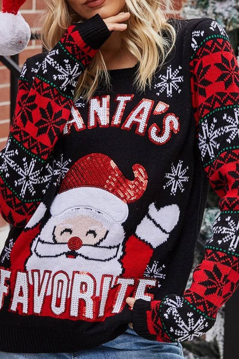 CWOSWL2496_LETTERING EMBROIDERED CHRISTMAS SWEATER