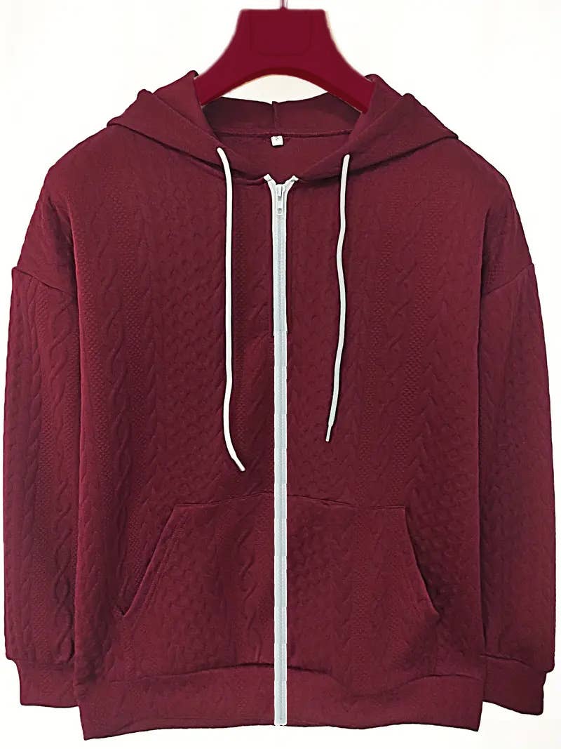 CASUAL ZIP-UP CARDIGAN WITH FLORAL HOODIE COAT