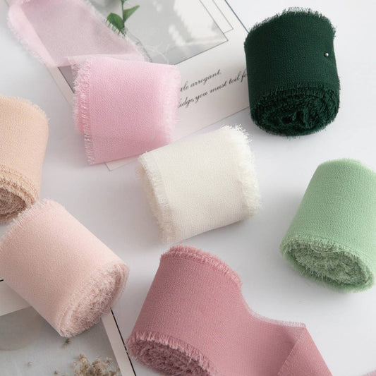 HAND-TORN RAW EDGE CHIFFON RIBBON SNOW YARN