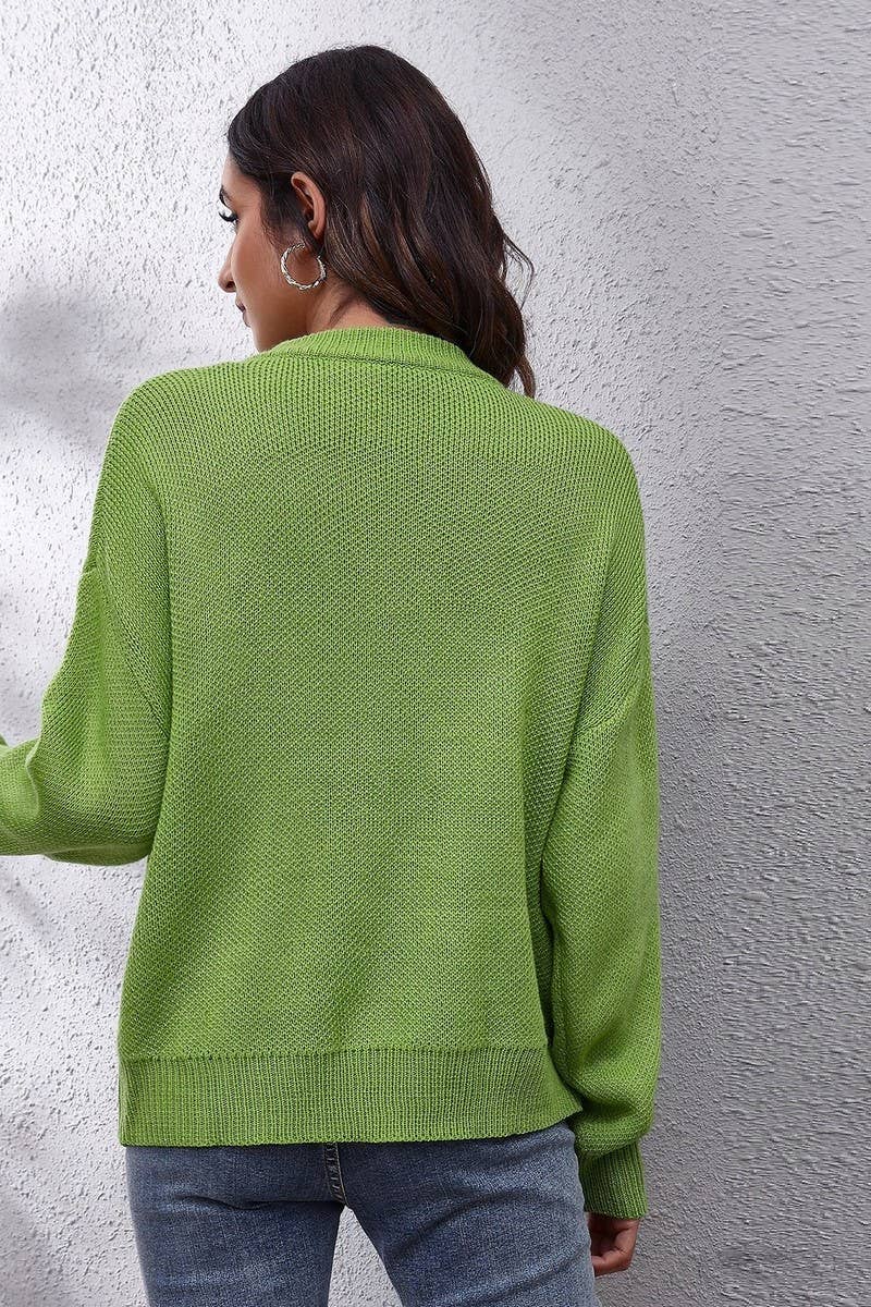 CWOSWL4070_FLOWER SMILEY FACE JACQUARD KNIT SWEATER