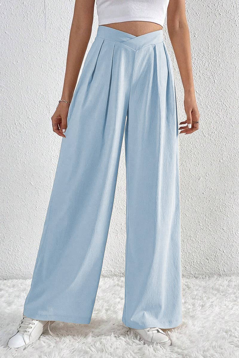 CWBLP1422_PLEATED CASUAL WIDE-LEG LOOSE TROUSERS