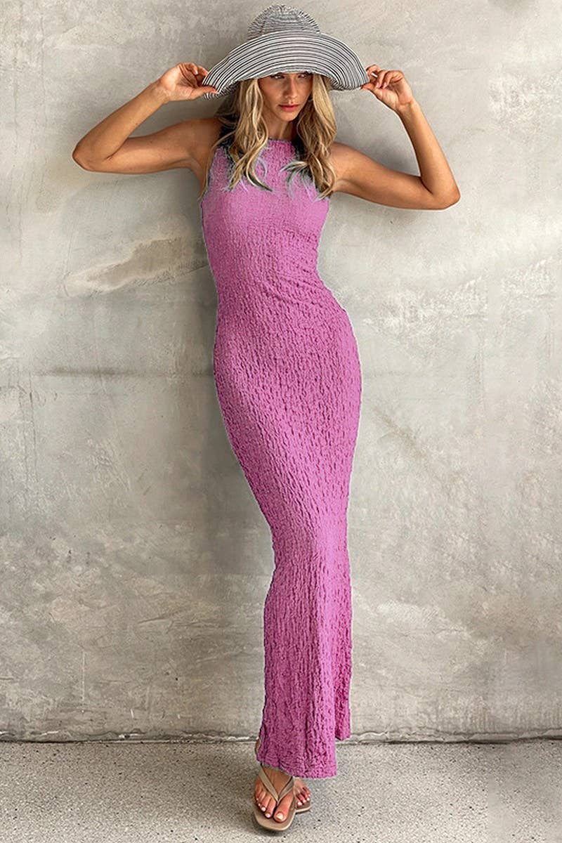 CWDMD5092_BACKLESS SOLID COLOR TANK MAXI DRESS