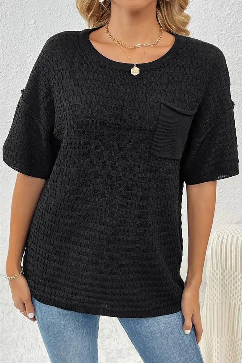 CWTTS1305_NEW SPRING AND SUMMER HOME SOLID COLOR SWEATERS