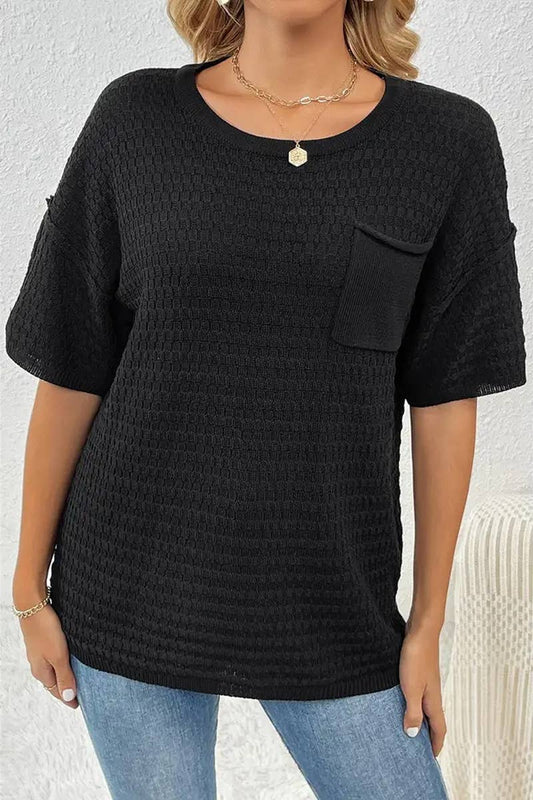 CWTTS1305_NEW SPRING AND SUMMER HOME SOLID COLOR SWEATERS