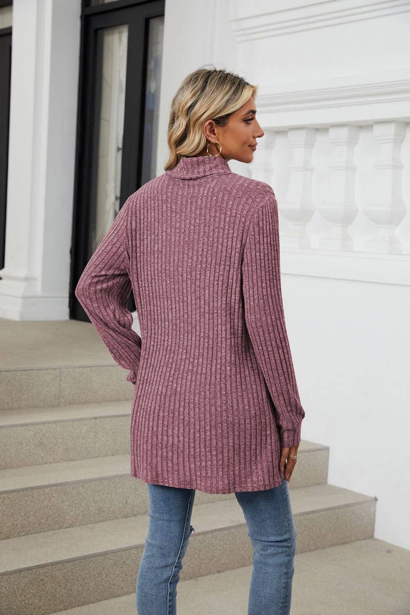 CWTBLL2364_HALF TURTLENECK LONG SLEEVE CASUAL POCKET TOP