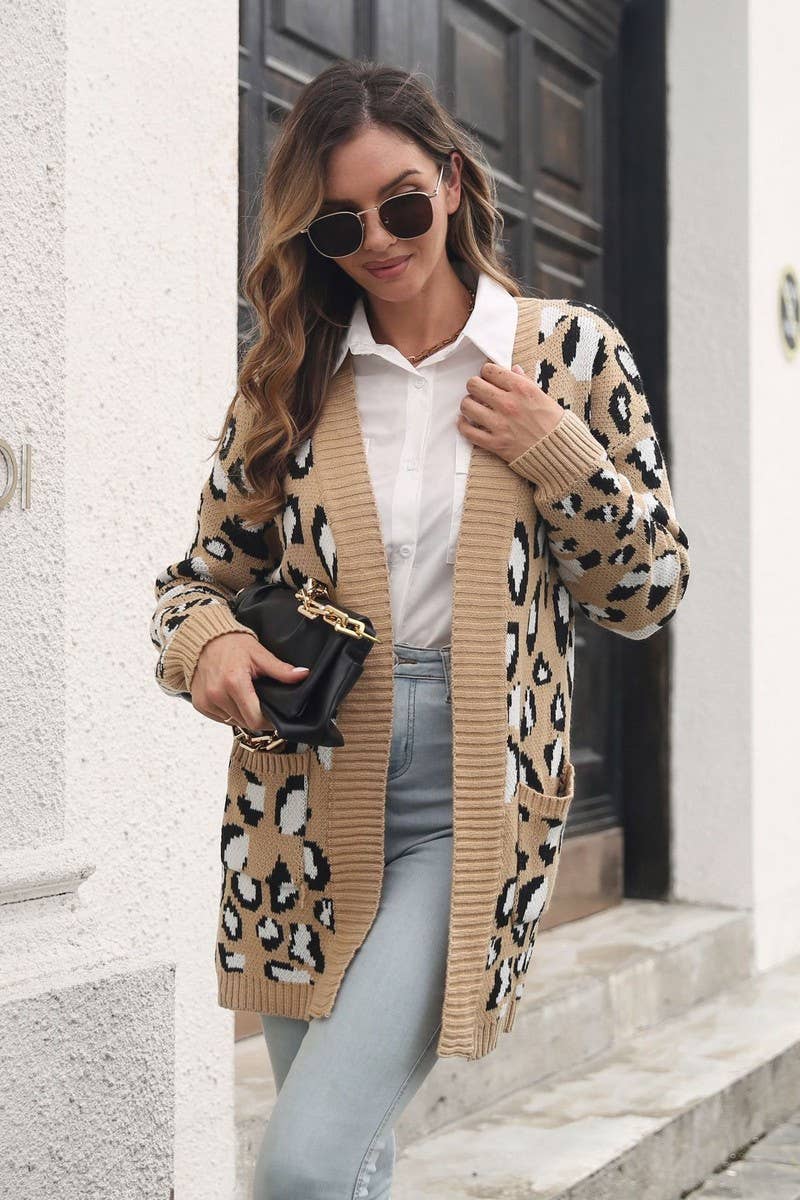 CWOCAL1259_LEOPARD JACQUARD POCKET MIDI CARDIGAN