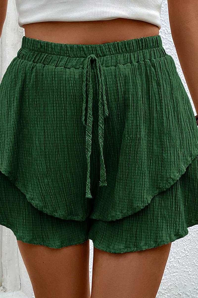 CWBSP0320_DOUBLE LAYERED ELASTIC WAIST SHORT PANTS