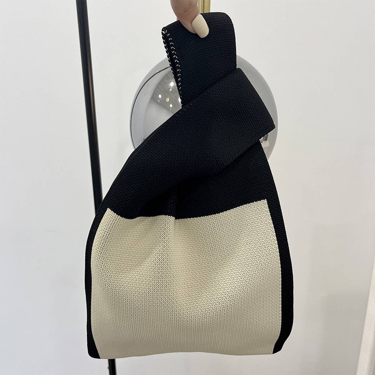 CUAB00622_CHECKERED KNIT SHOULDER BAG WOMEN WOVEN PURSE