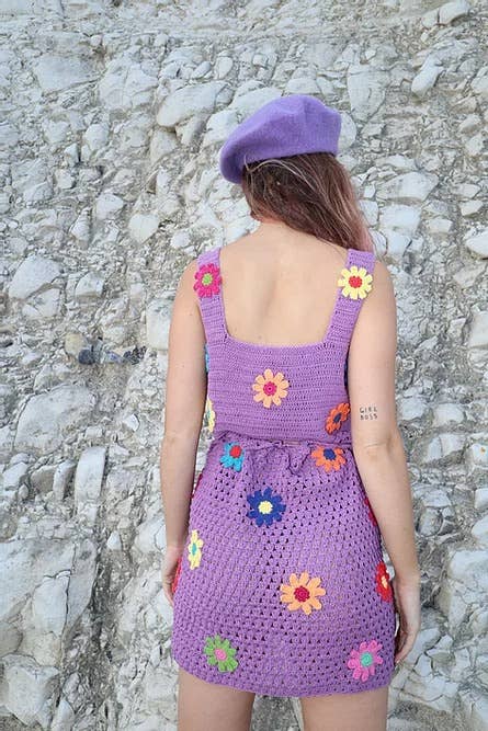 CASUAL CROCHETED YARN TWO-PIECE SET