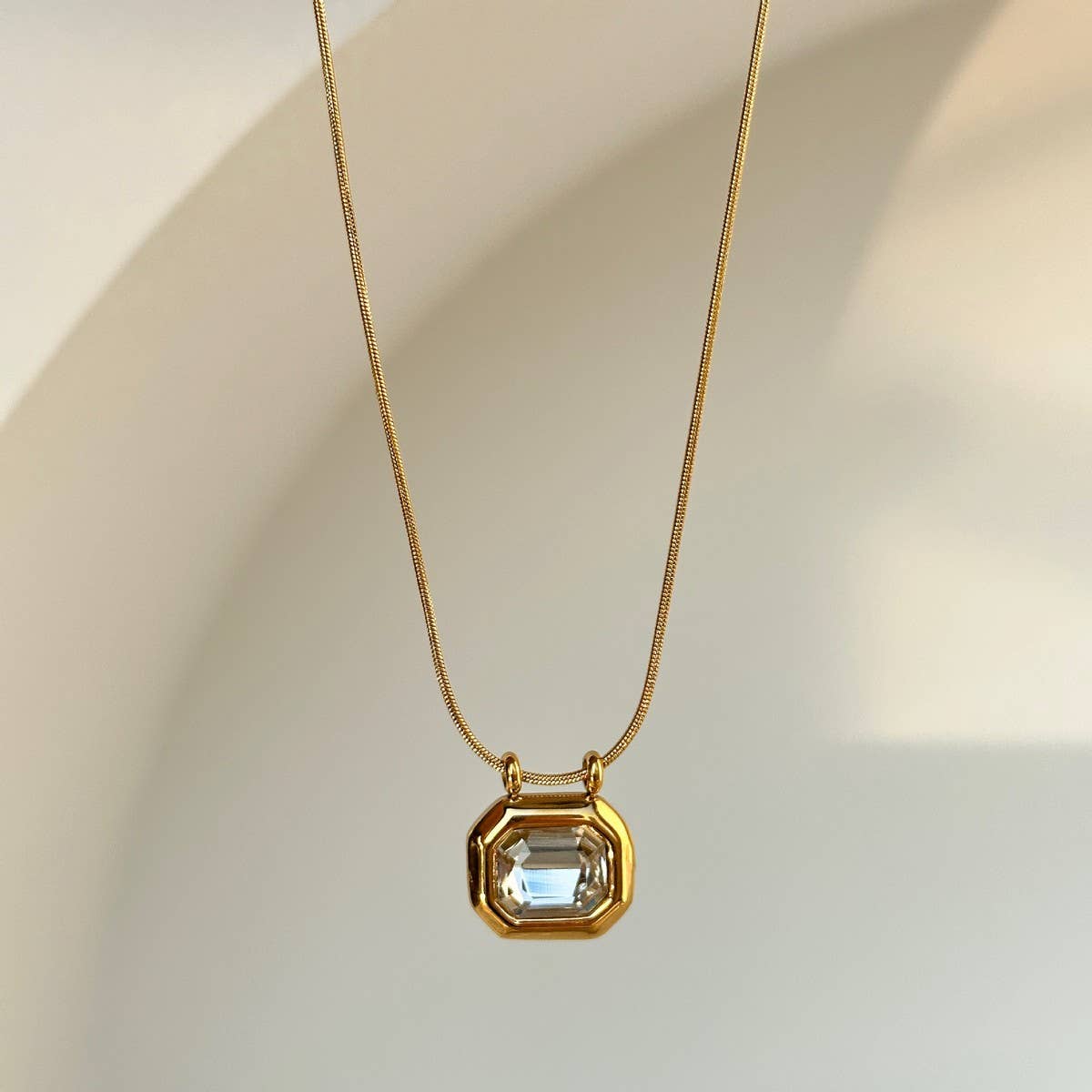 Stainless Steel Black Sugar Cube Necklace_CWMM5656
