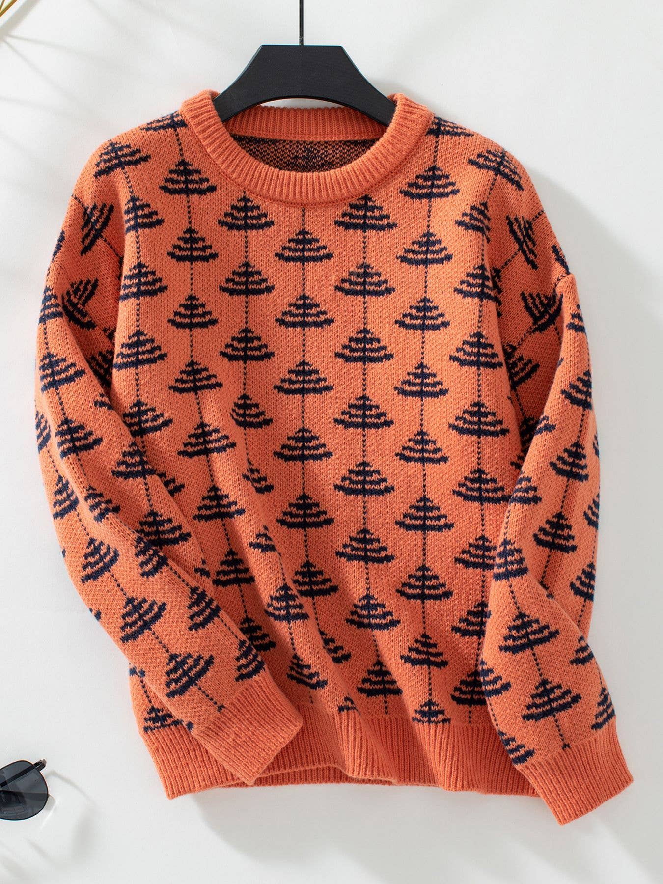 CREW-NECK LONG-SLEEVED JACQUARD PULLOVER SWEATER