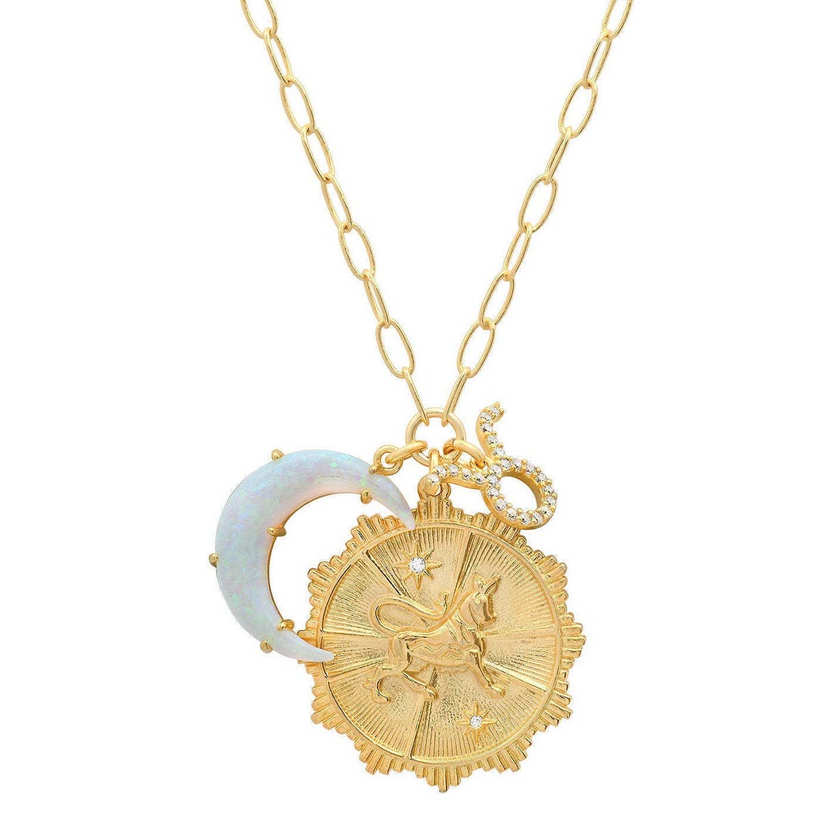 Micro-paved Zirconia Zodiac Pendant Necklace