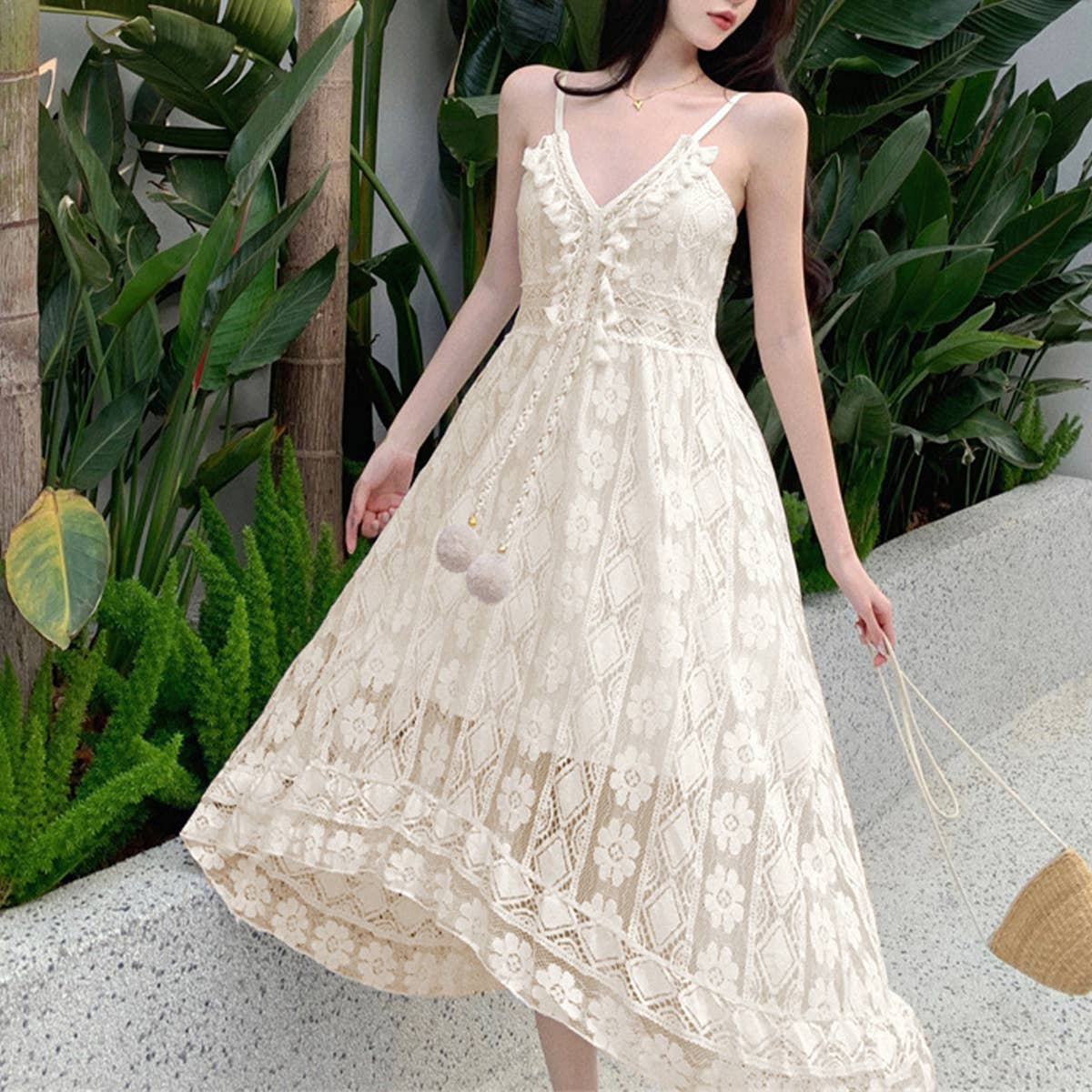 BOHEMIAN VINTAGE CUT-OUT LACE SLIP DRESS