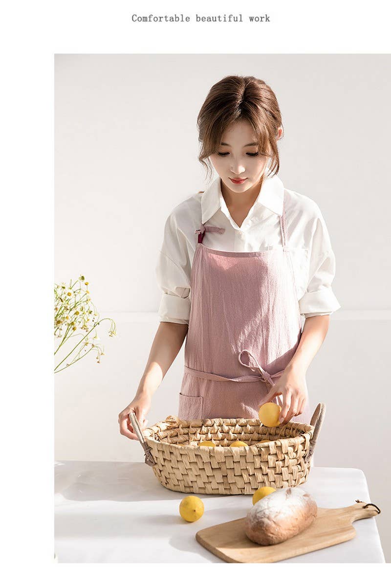 CWAB3991_COTTON AND LINEN SOLID COLOR ANTI-FOULING APRON