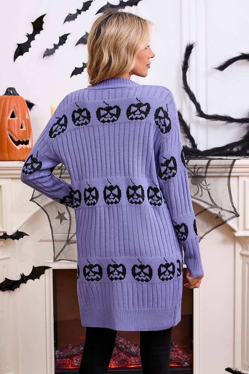 CWOCAL00699_HALLOWEEN PUMPKIN JACQUARD KNIT CARDIGAN