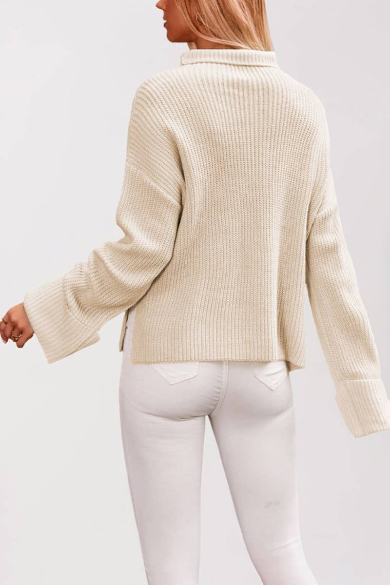 CWOSWL5851_LONG-SLEEVED SWEATER WITH SLIT FLARED SLEEVES
