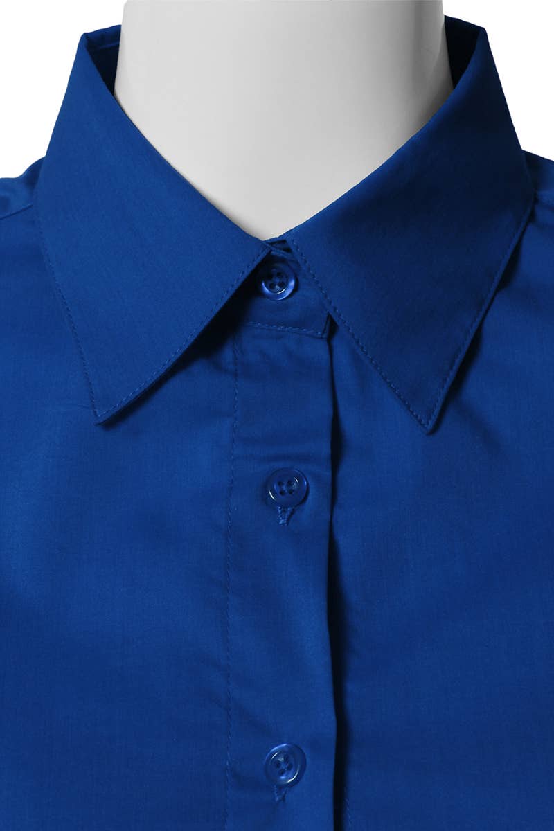 CWTSTS116_Basic Slim Fit Simple 3/4 Sleeve Button Down Shirt