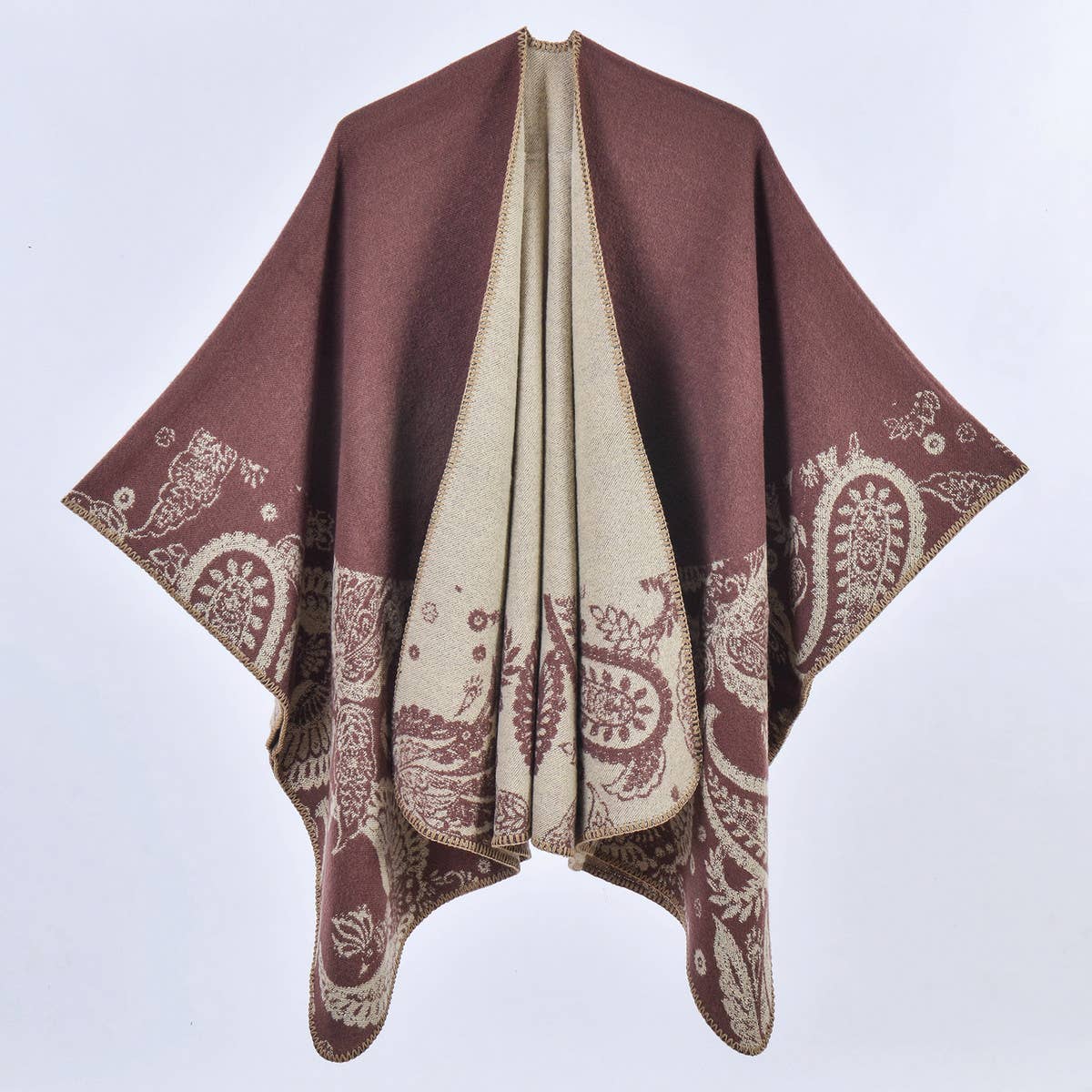 VINTAGE CASHEW FLOWER THICK WARM SHAWL