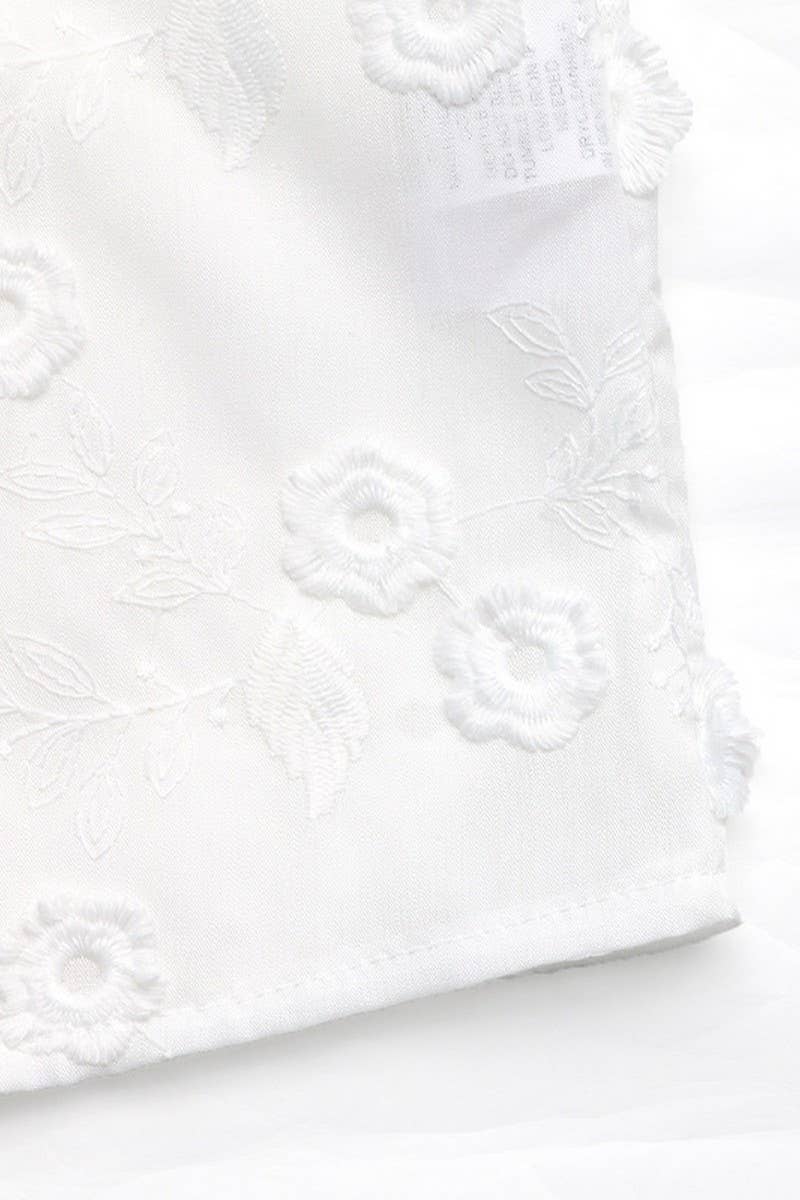 CWTBLS1994_BOW TIE JACQUARD EMBROIDERED SHIRT FOR WOMEN